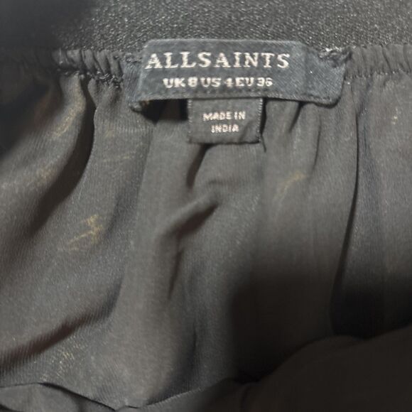 Allsaints Women’s EU 36 Nico Heligan floral-print lace-trimmed crepe skirt Fairy - Picture 9 of 11